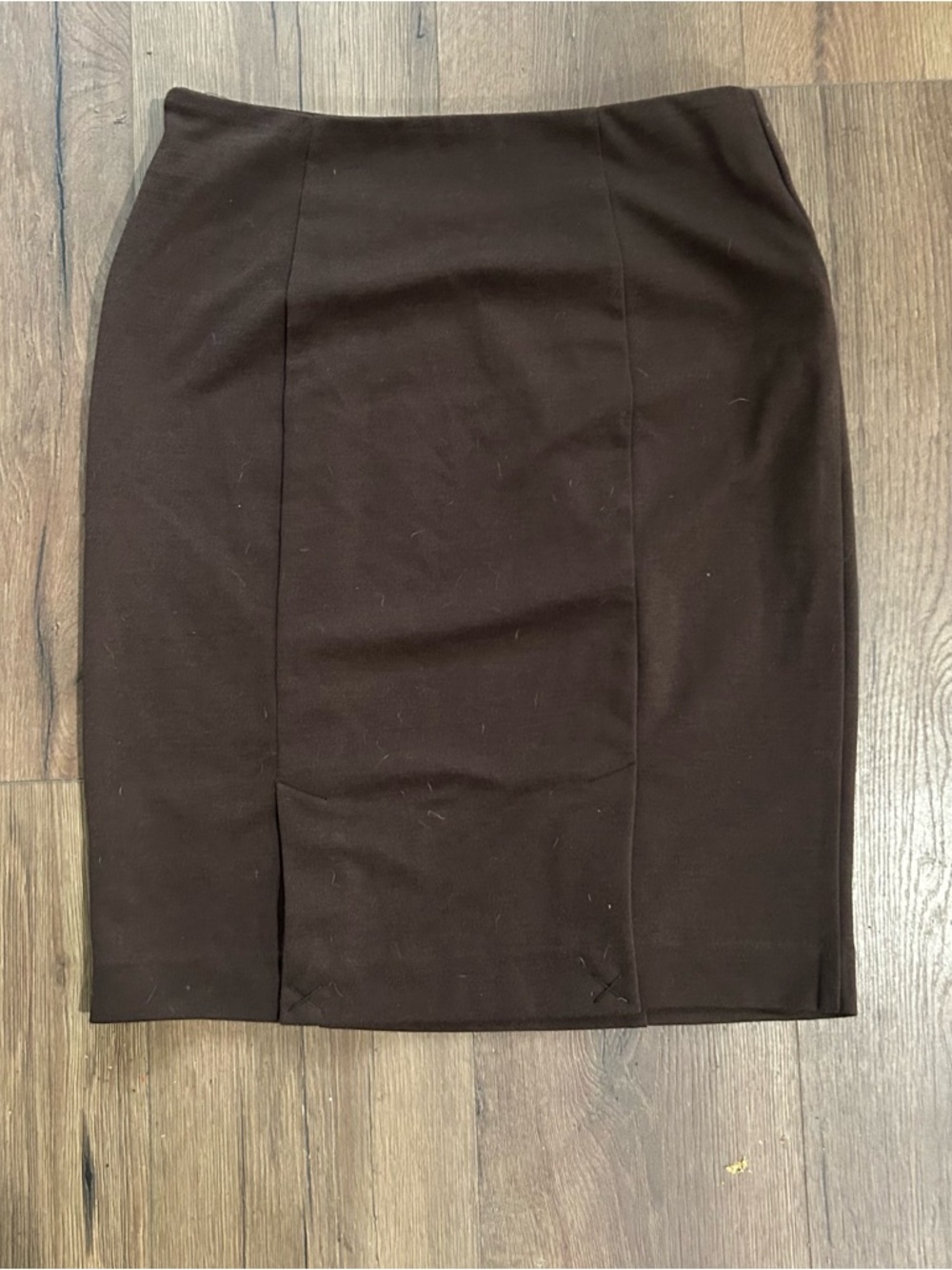 Michael Kors Dark Brown Pencil Skirt with Gold Zip Accents - Picture 2 of 5